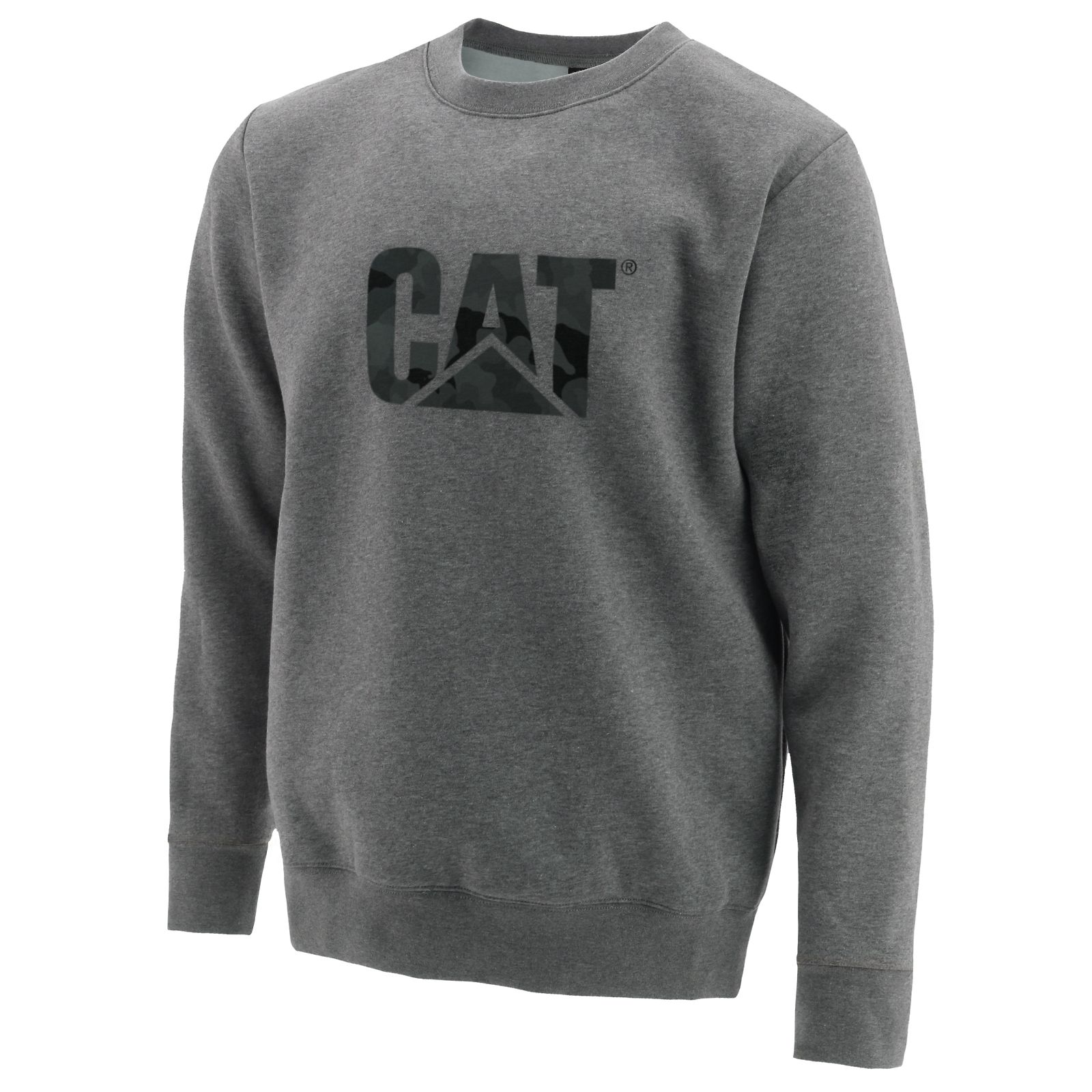 Men's Caterpillar Trademark Logo Crewneck Sweatshirts Grey Ireland WIQV60538